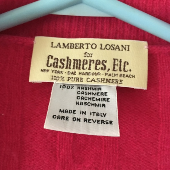LAMBERTO LOSANI x Cashmeres Etc 100% Cashmere Pink Cable Knit Collared S… - Picture 3 of 4